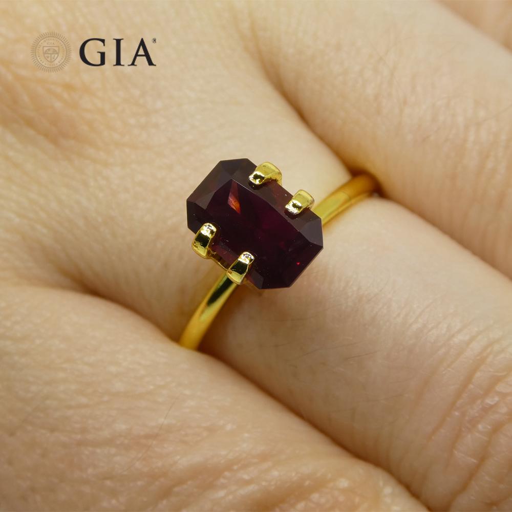 This is a stunning GIA Certified Spinel 

The GIA report reads as follows:

GIA Report Number: 5211962397
Shape: Octagonal
Cutting Style: Modified Brilliant Cut
Cutting Style: Crown: 
Cutting Style: Pavilion: 
Transparency: Transparent
Color: