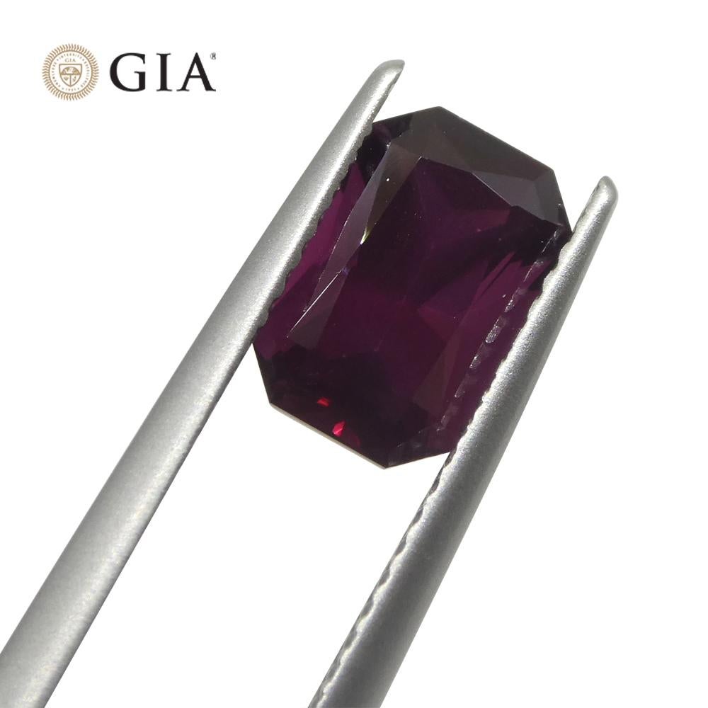 2.07ct Octagonal/Emerald Cut Purplish Red Spinel GIA Certified Unheated For Sale 2