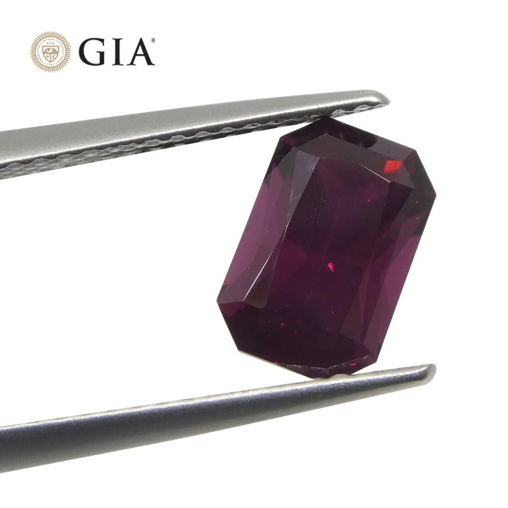 2.07ct Octagonal/Emerald Cut Purplish Red Spinel GIA Certified Unheated For Sale 3