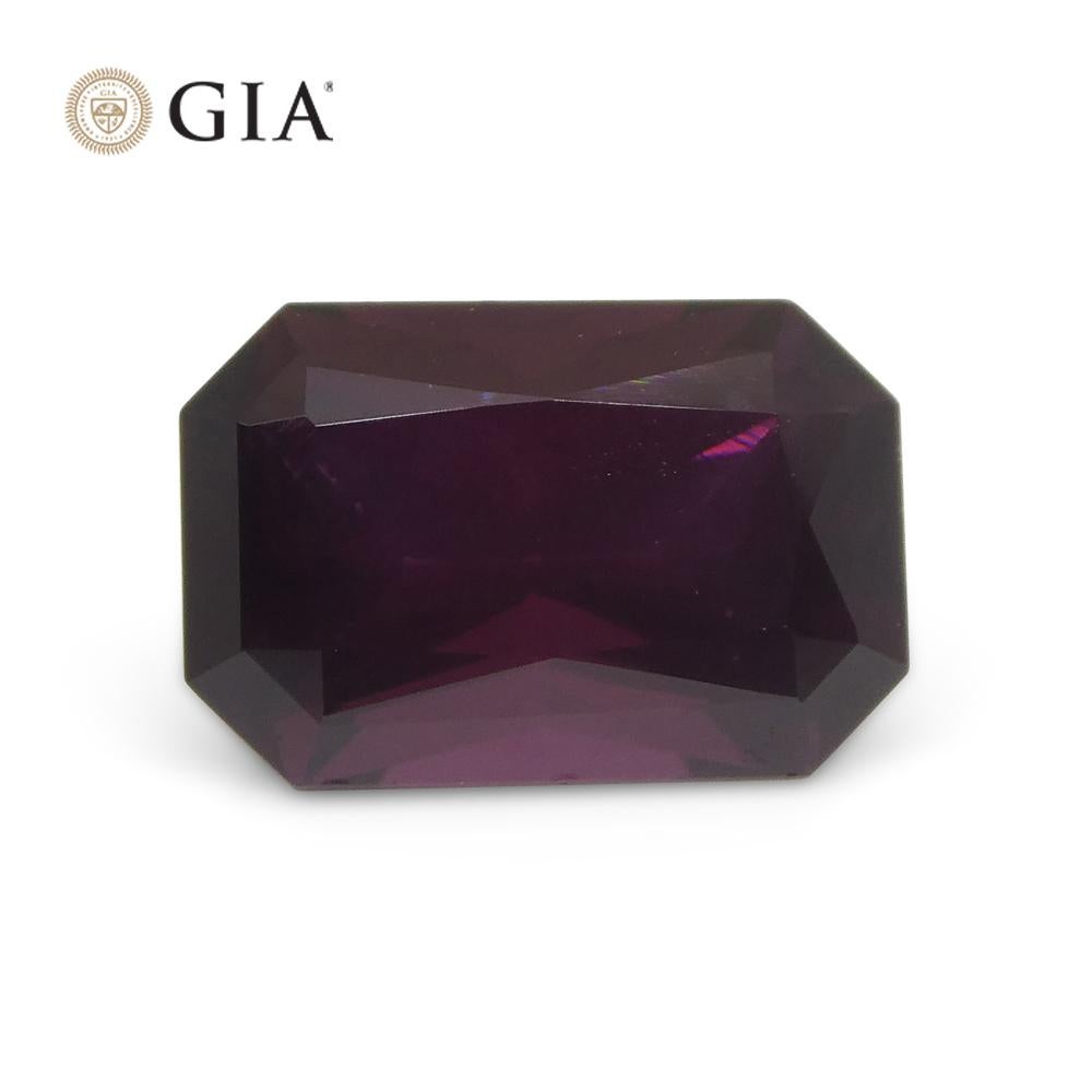 2.07ct Octagonal/Emerald Cut Purplish Red Spinel GIA Certified Unheated For Sale 5