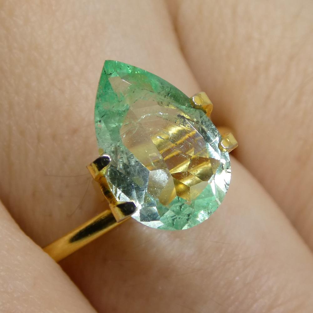 2.07ct Pear Green Emerald from Colombia For Sale 1