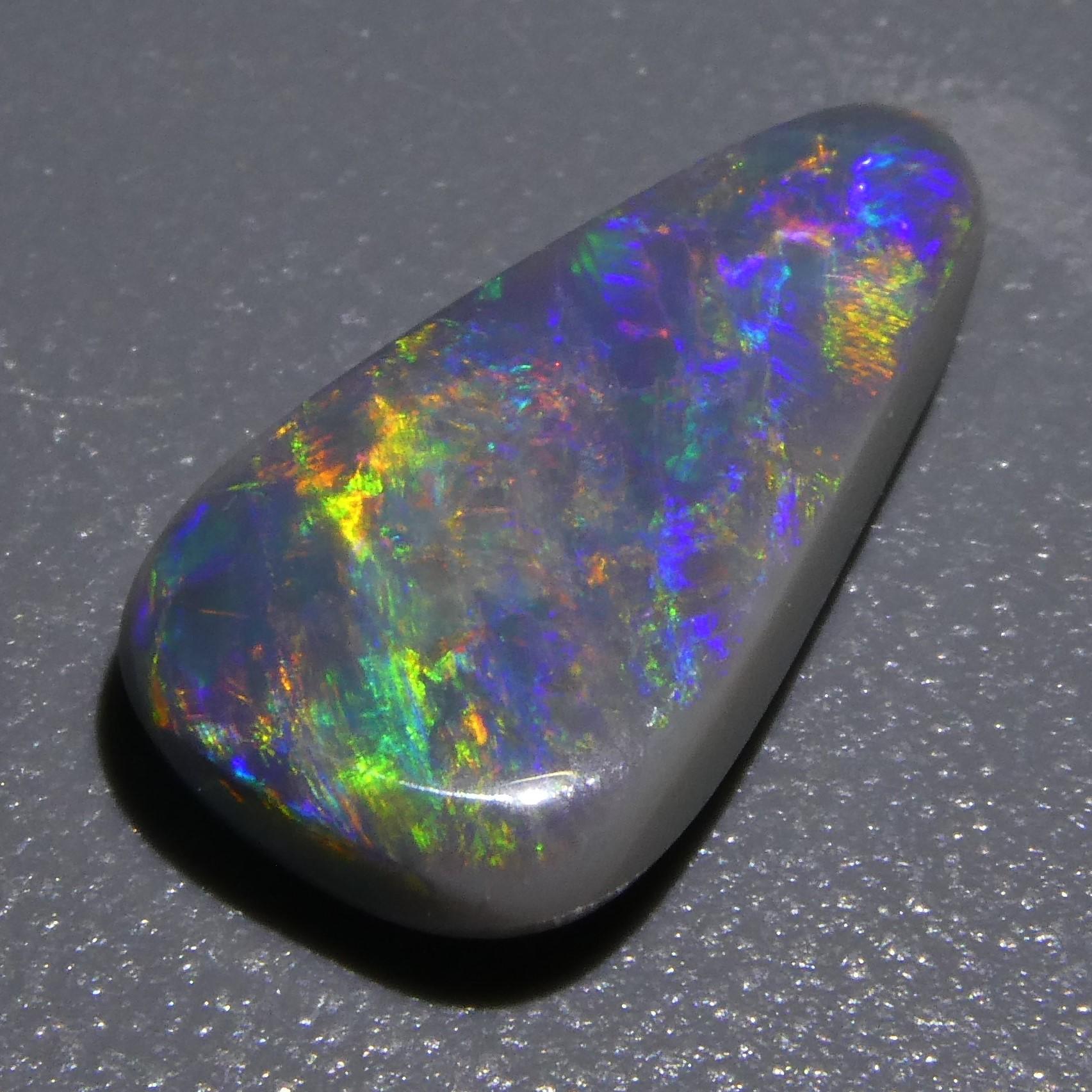 2.07ct Triangular Cabochon Black Opal GIA Certified Australia 3