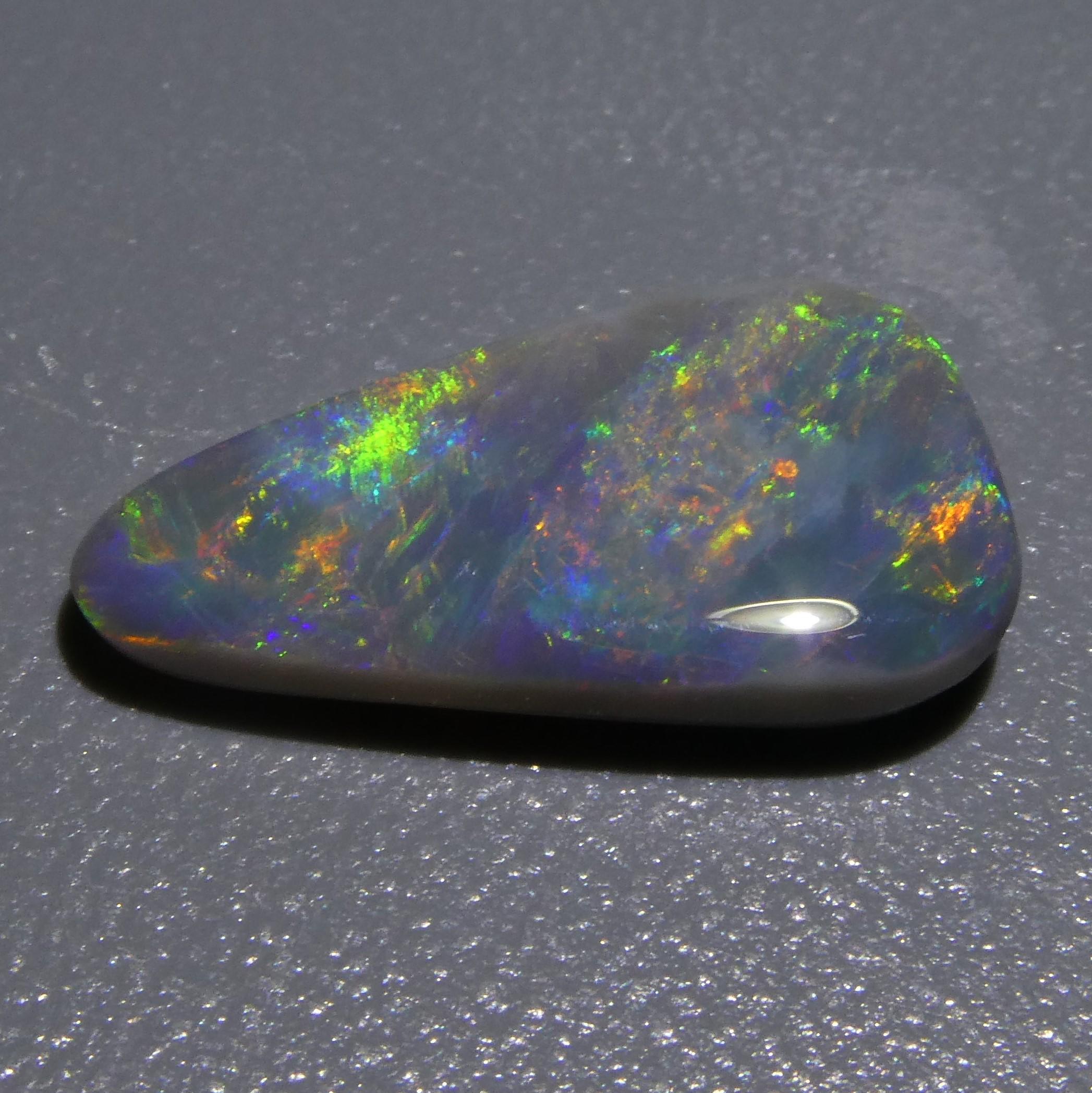 2.07ct Triangular Cabochon Black Opal GIA Certified Australia 6