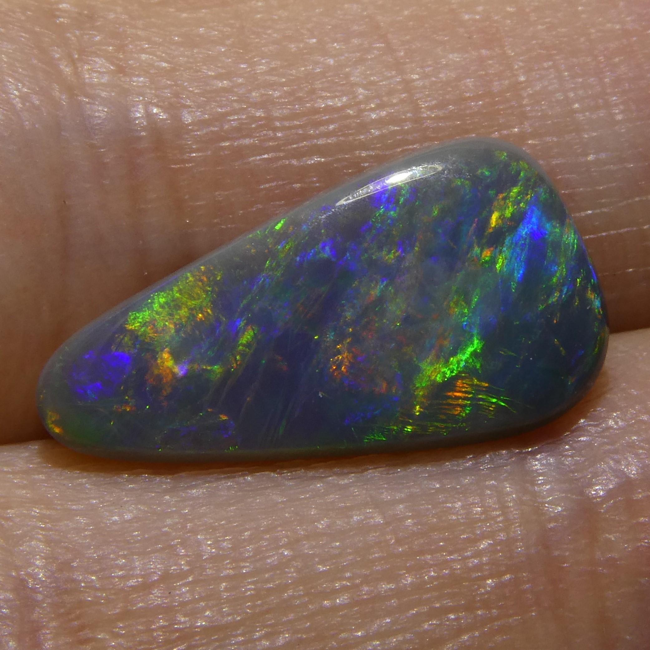 2.07ct Triangular Cabochon Black Opal GIA Certified Australia 7