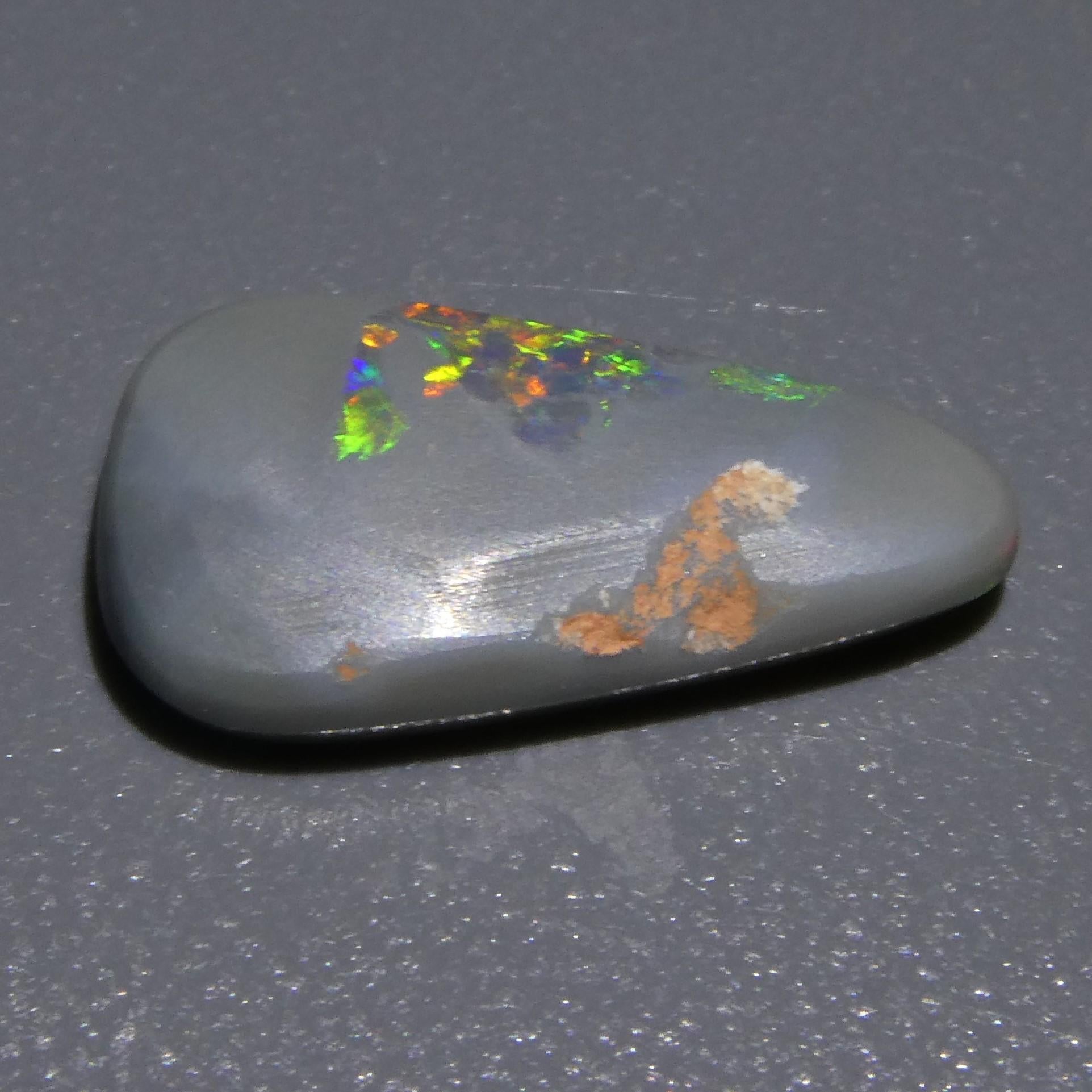 2.07ct Triangular Cabochon Black Opal GIA Certified Australia 8