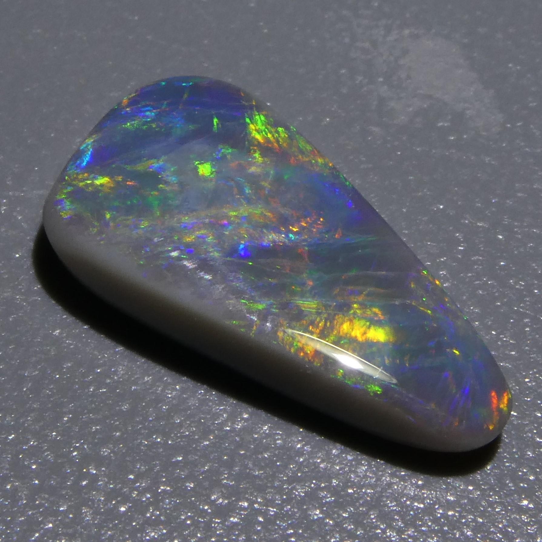 2.07ct Triangular Cabochon Black Opal GIA Certified Australia 1