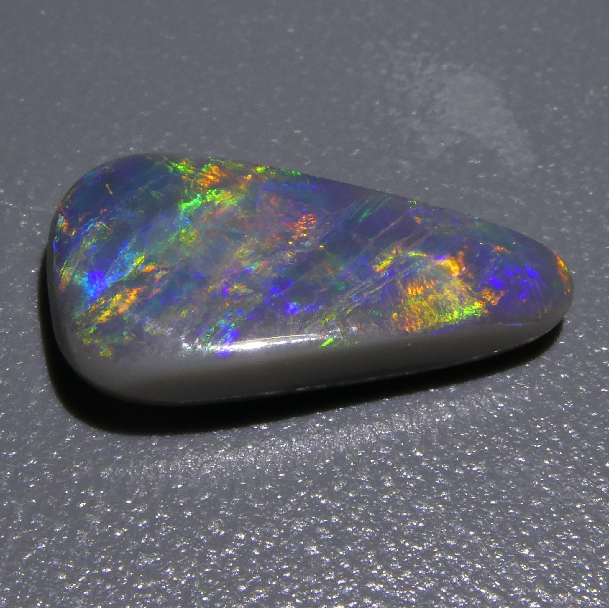 2.07ct Triangular Cabochon Black Opal GIA Certified Australia 2