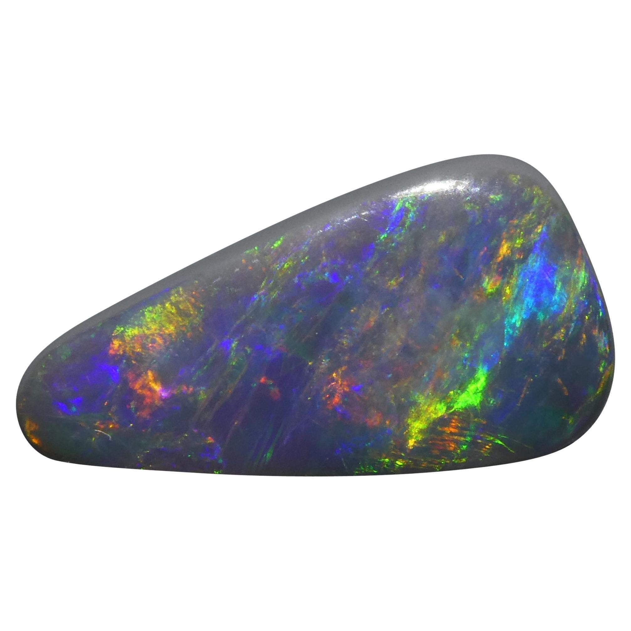 2.07ct Triangular Cabochon Black Opal GIA Certified Australia