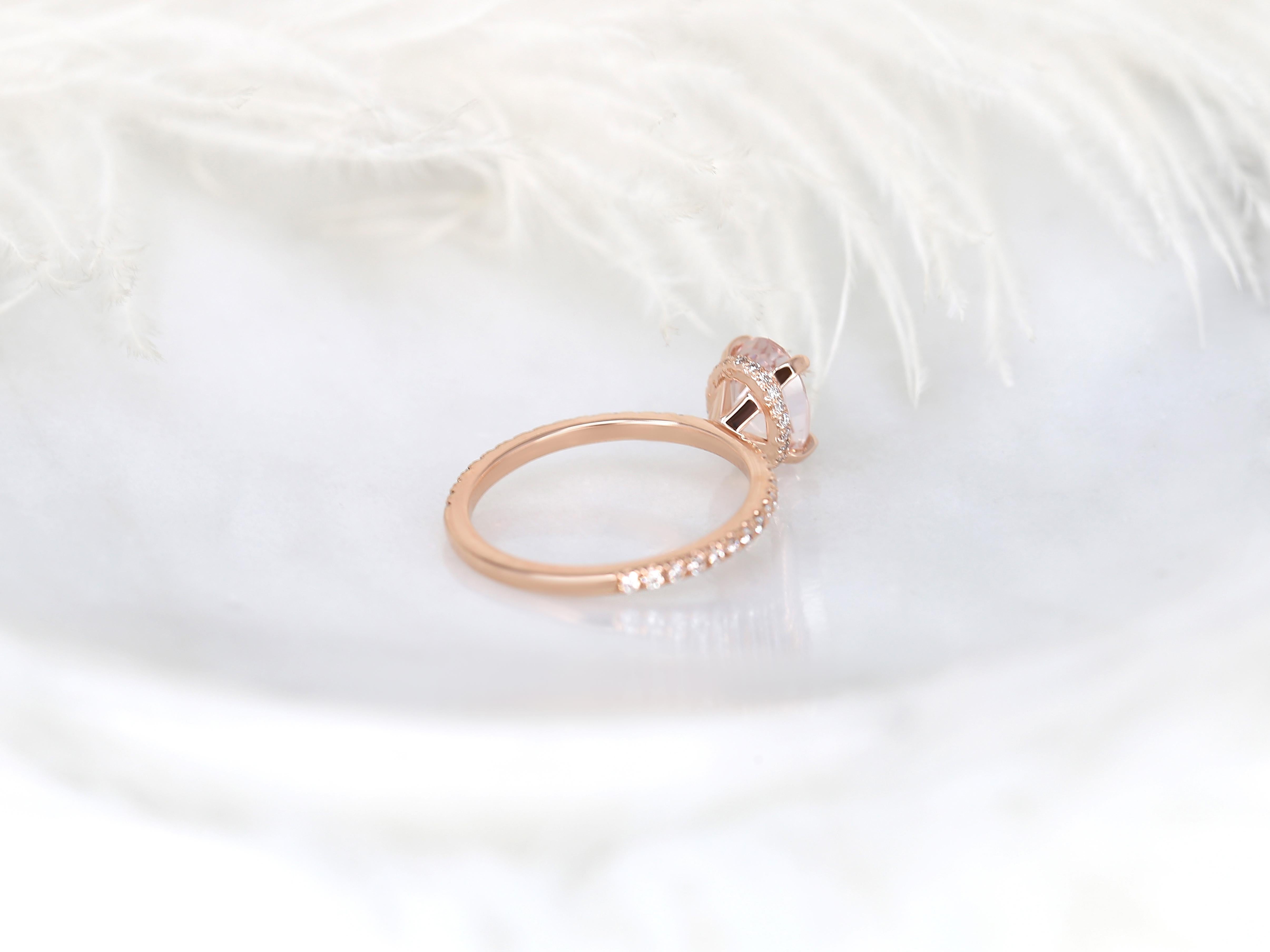 2.07ct Viviana 14kt Peach Sapphire Diamond Hidden Halo Ring (bague à halo caché) en vente 6