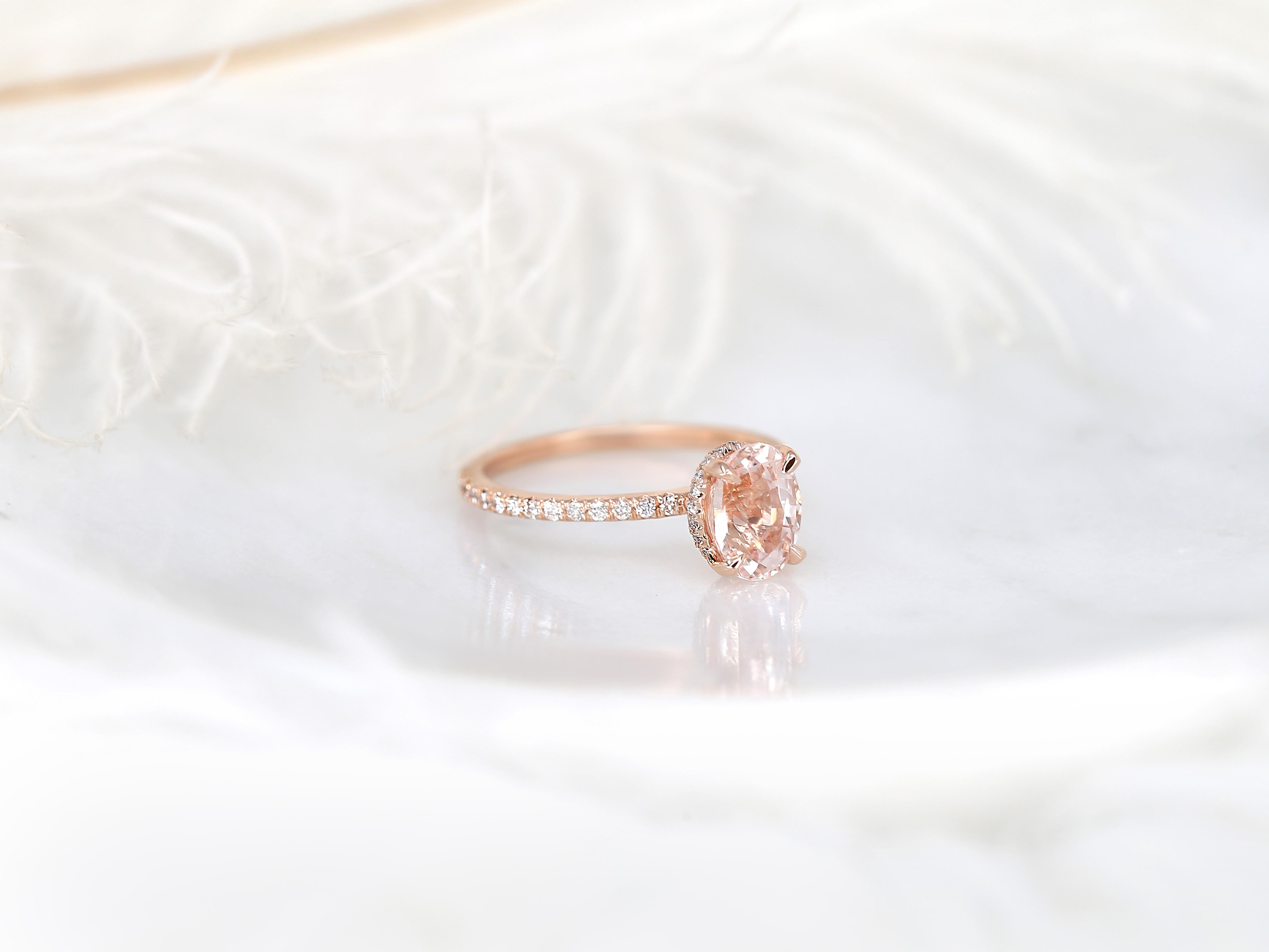 2.07ct Viviana 14kt Peach Sapphire Diamond Hidden Halo Ring (bague à halo caché) en vente 7