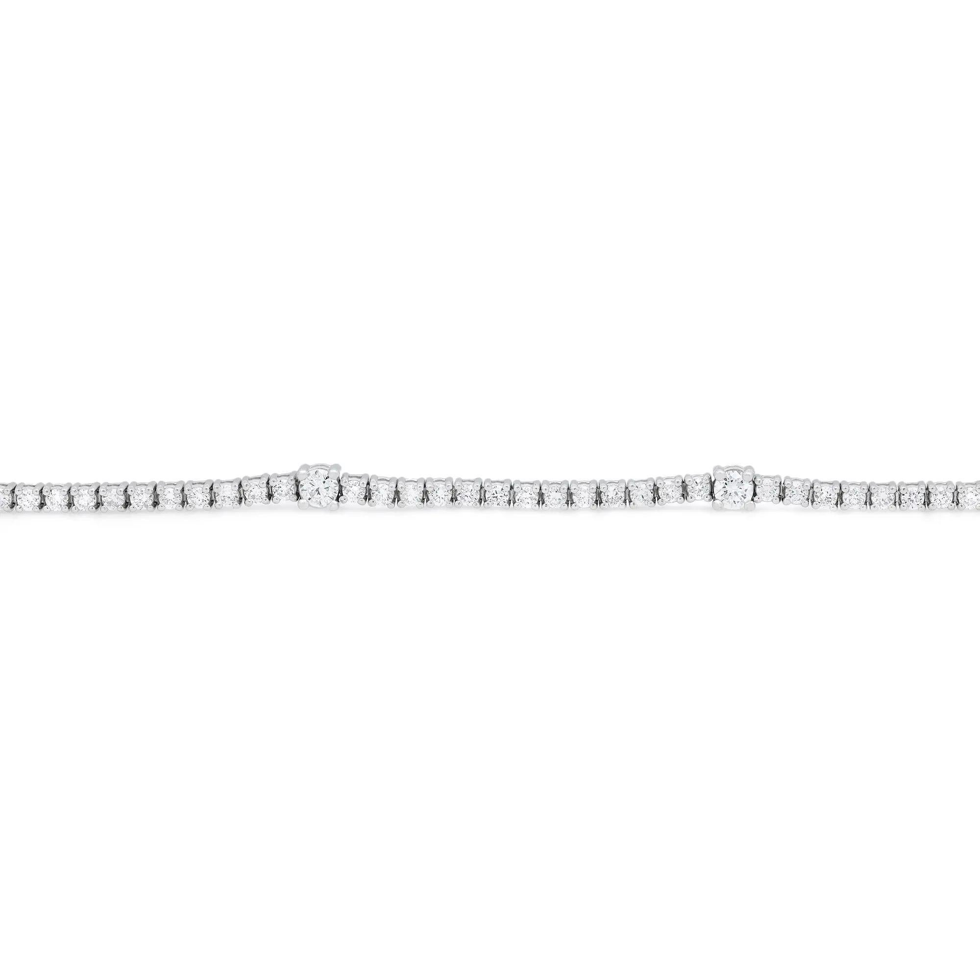 Modern 2.07cttw Prong Set Round Cut Diamond Tennis Bracelet 14K White Gold For Sale