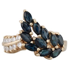 2.07ctw Blue Sapphire Cluster Diamond Ring 14k Yellow Gold Size 6.25
