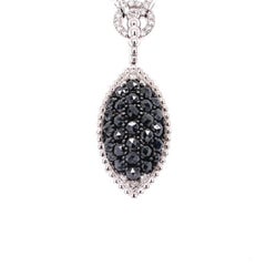 2,08 Karat Schwarzer Diamant Weißer Diamant 14 Karat Weißgold Kette Halskette