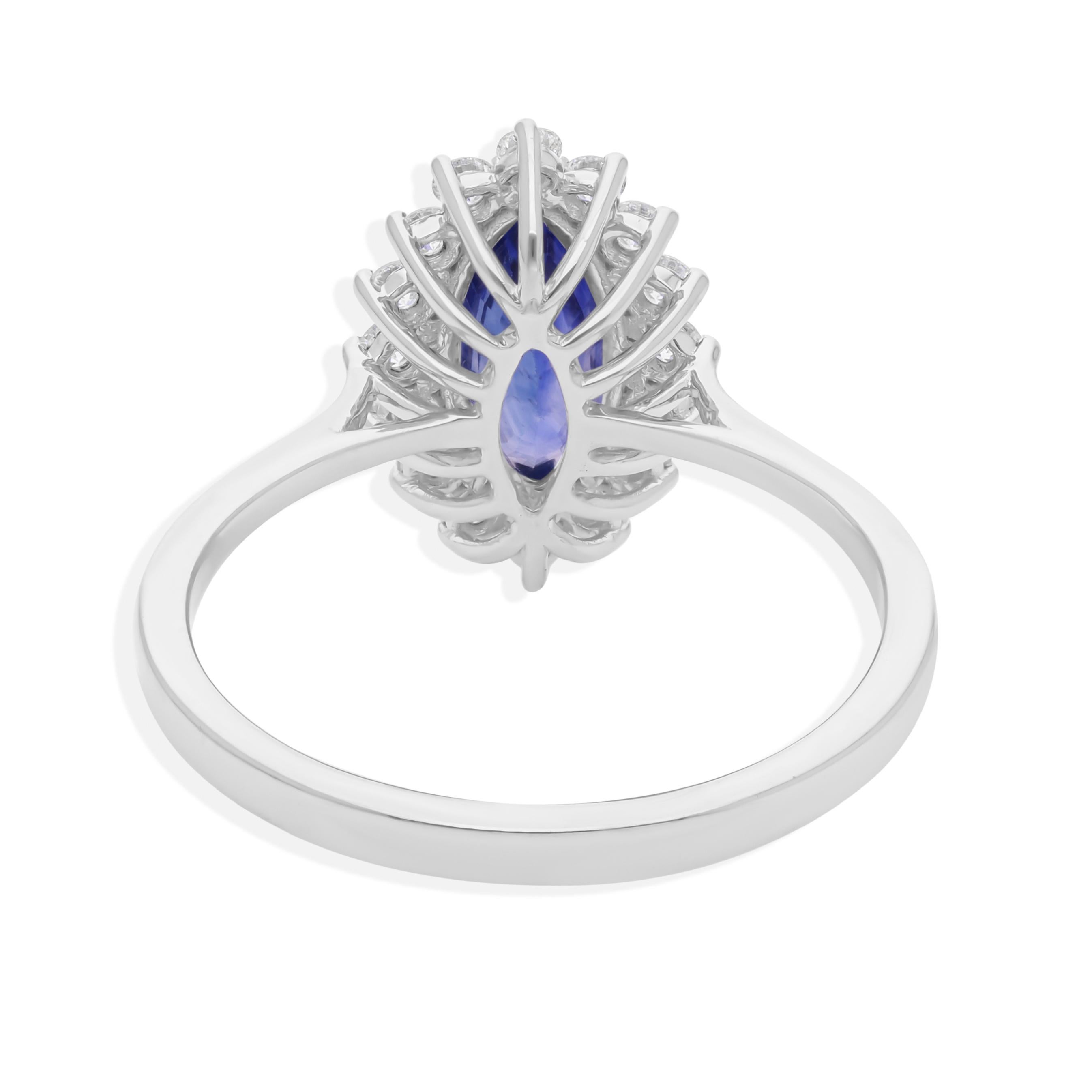 Moderne Bague en or blanc 18 carats avec saphir bleu de 2,08 carats et diamants de 0,3 carat SI/H en vente