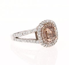 2.08 Carat Brown and White Diamond Engagement 14 Karat White Gold Ring