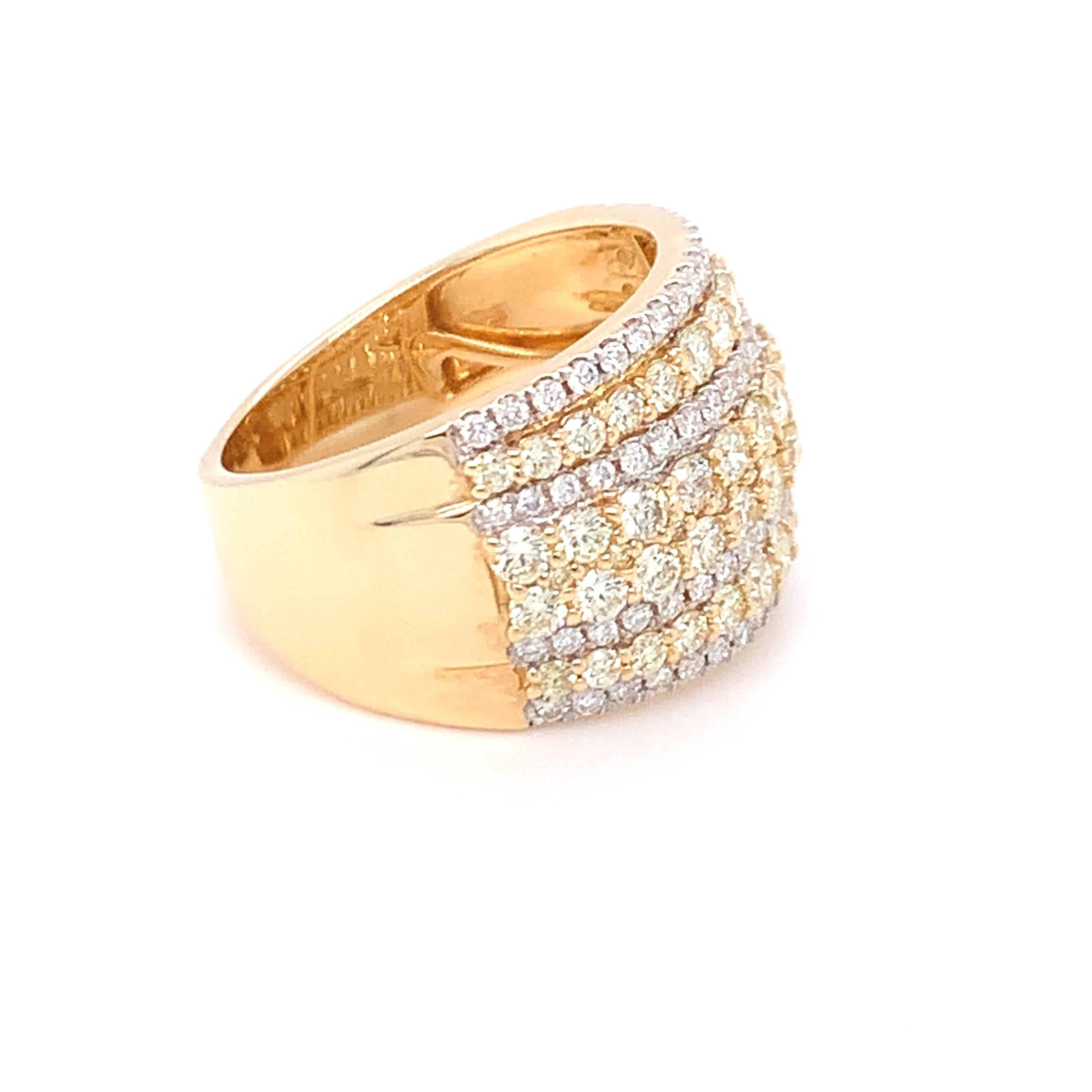 Artisan 2.08 Carat Diamond Band Ring in 14k Yellow Gold For Sale