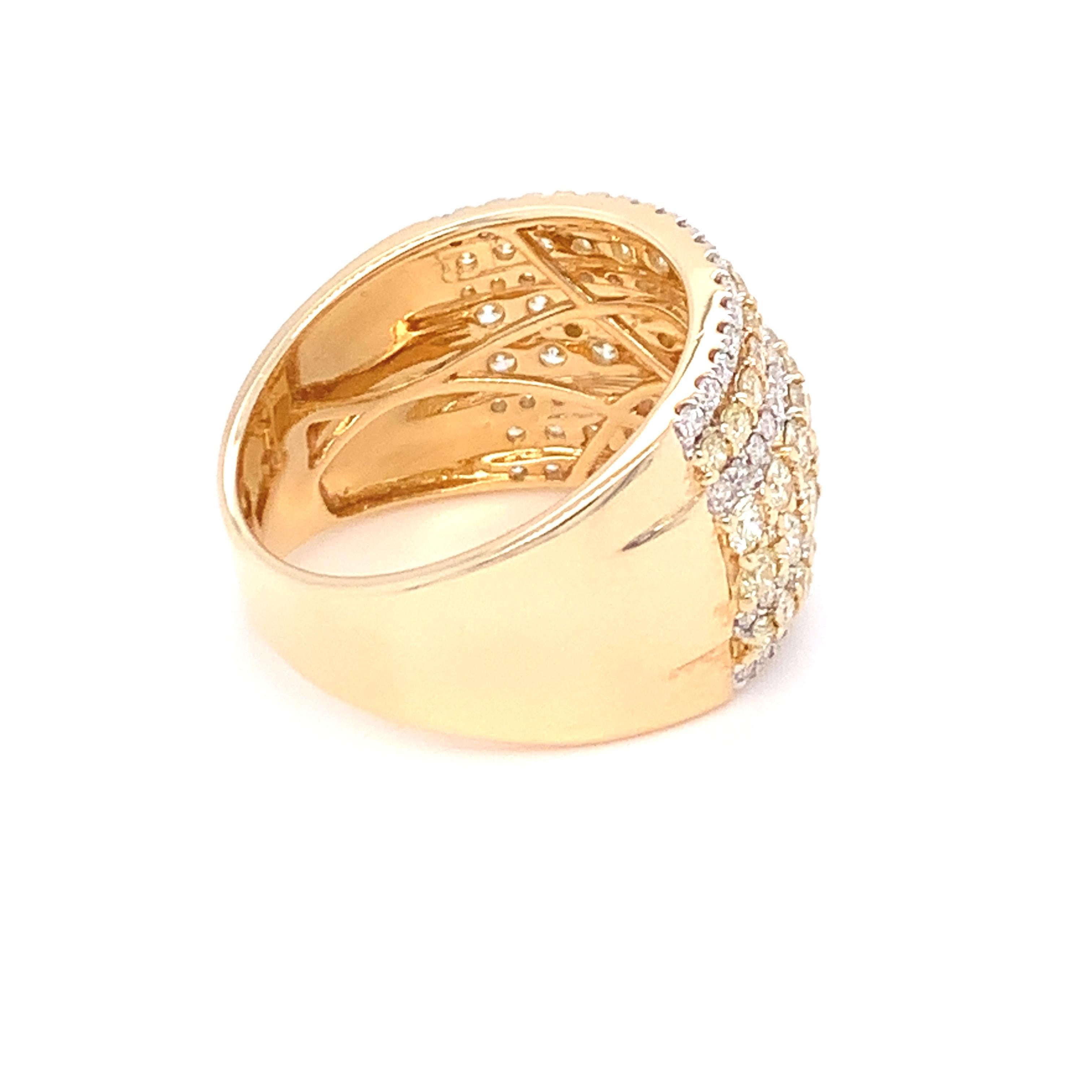 Brilliant Cut 2.08 Carat Diamond Band Ring in 14k Yellow Gold For Sale