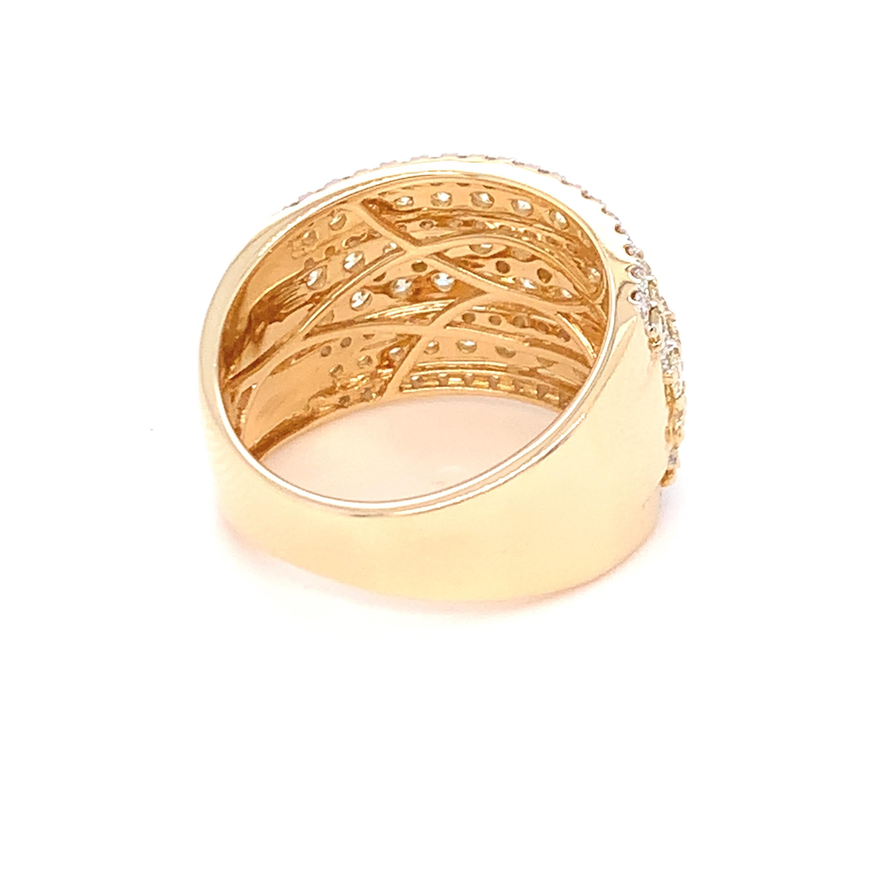 Women's 2.08 Carat Diamond Band Ring in 14k Yellow Gold For Sale