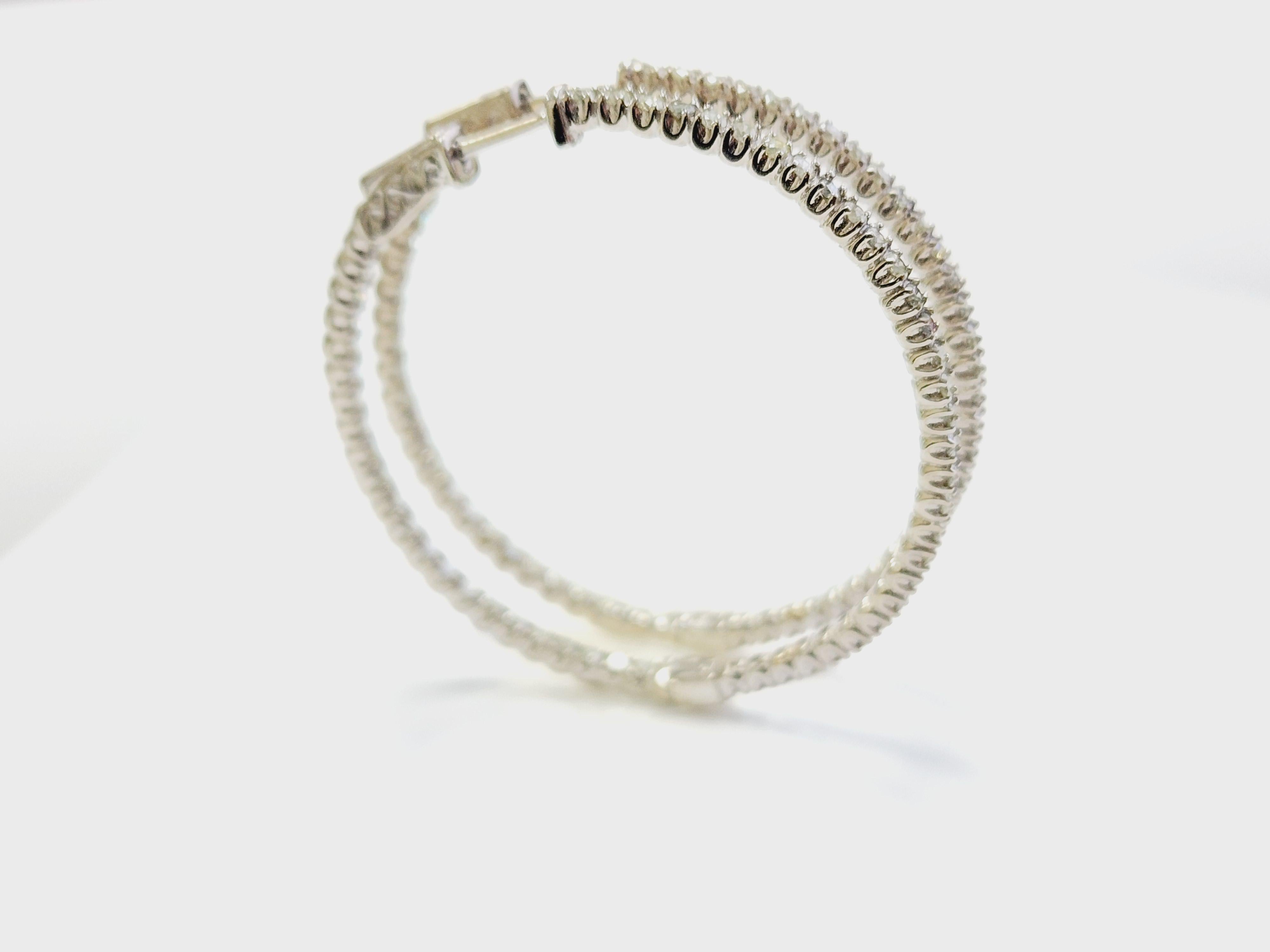 Stunning Natural Diamond Inside-Out Hoop Earrings in 14k White Gold – 1.50