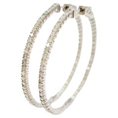 Pendientes Aros Diamante 2.08 Quilates Oro Blanco 14 Kilates