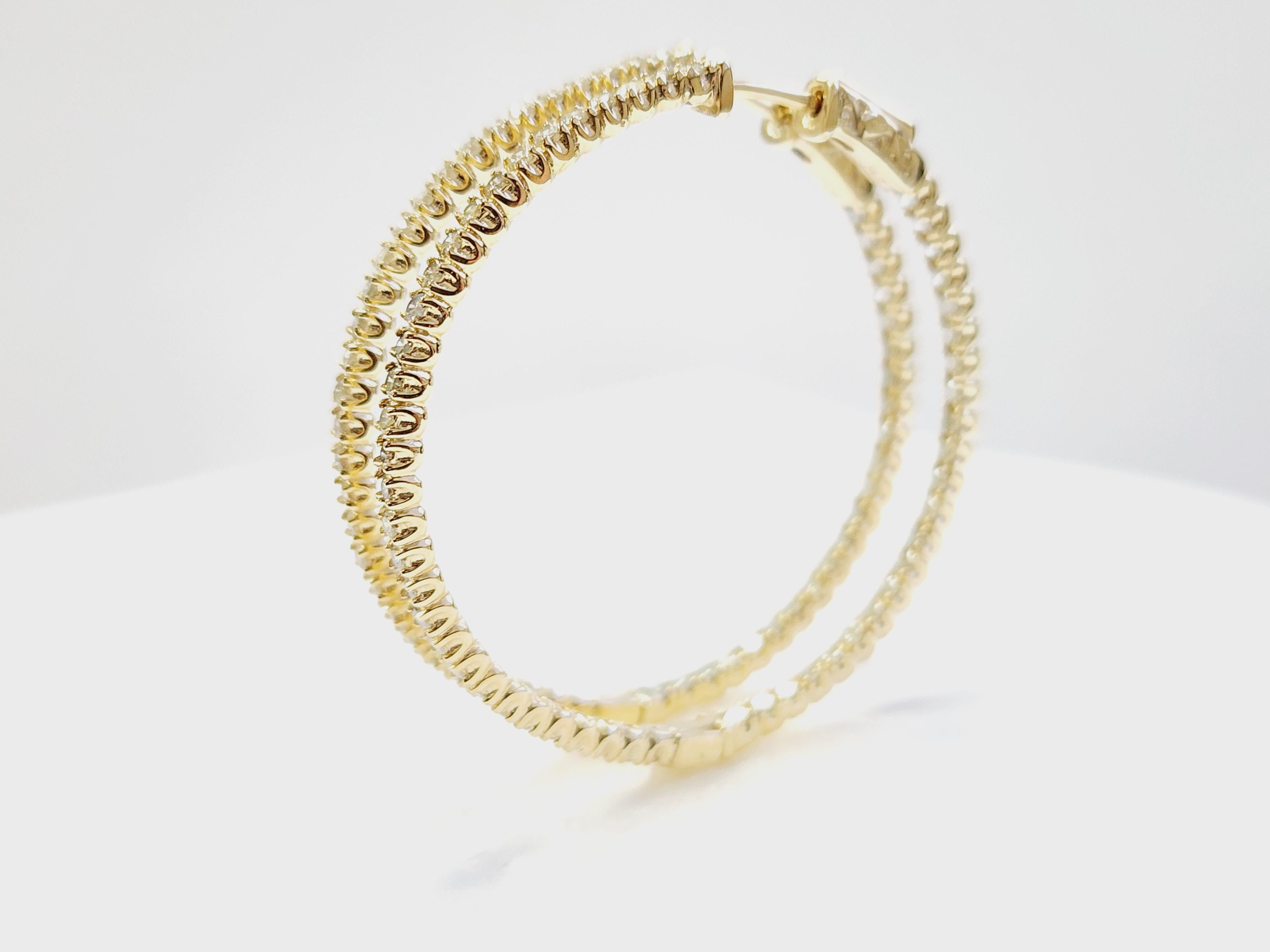 Pendientes Aros Diamante Natural 2,08 Quilates Oro Amarillo 14 Kilates en venta 1