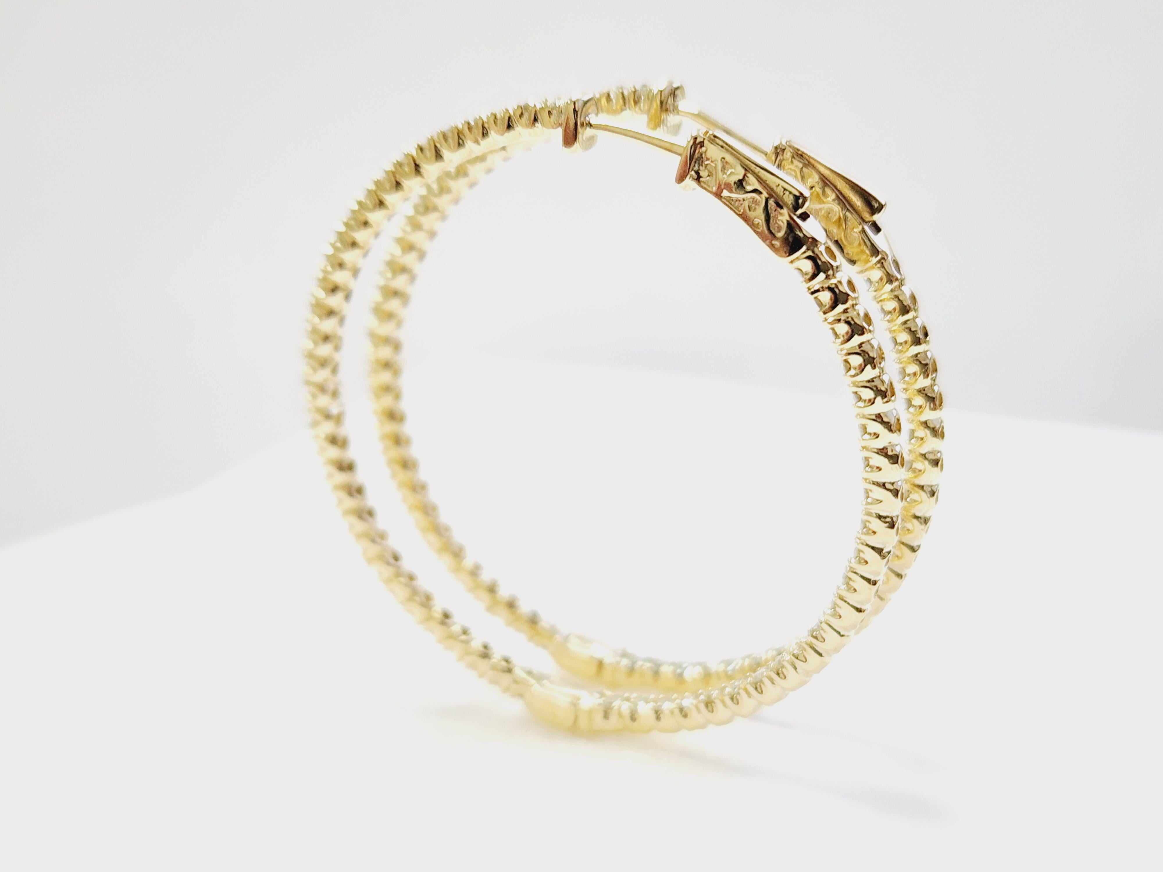 Pendientes Aros Diamante Natural 2,08 Quilates Oro Amarillo 14 Kilates en venta 2