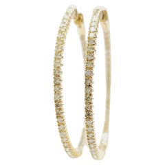 Créoles en or jaune 14 carats avec diamants naturels de 2,08 carats