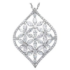 2.08 Carat Diamond Mixed Cut Marquise & Brilliant Fancy Floral Pendant Necklace
