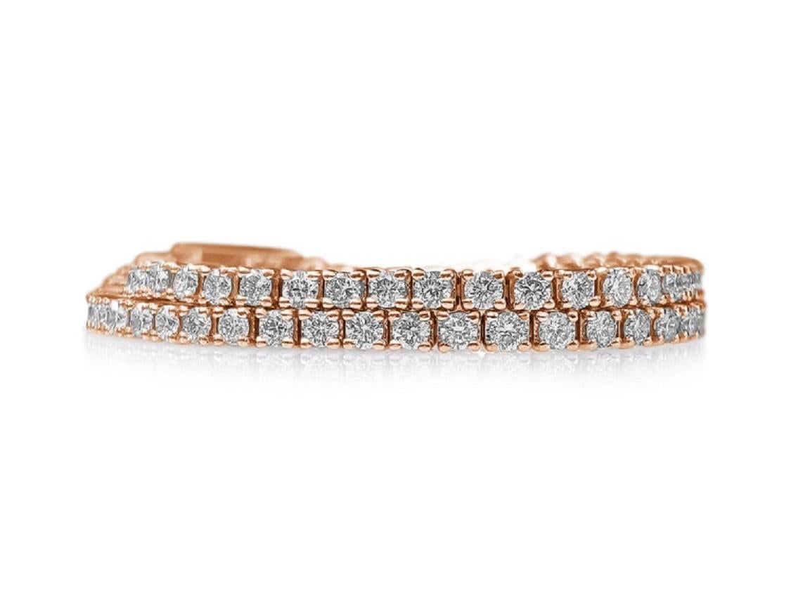 RESERVE! - 2,08 Karat Diamant-Tennis-Armband Riviera aus 14 Karat Roségold (Rundschliff)