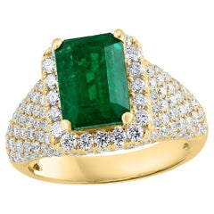2.08 Carat Emerald Cut Emerald and Diamond Fashion Ring in 18K Yellow Gold