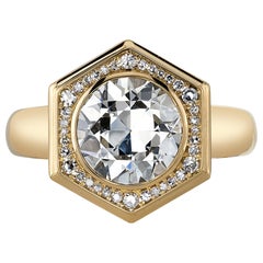 Anello con diamante vecchio taglio europeo Adelaide fatto a mano da Single Stone