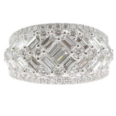 2.08 Carat GVS Round Baguette Diamond Bombé Ring 18 Karat White Gold 2.08 Carat GVS Round Baguette Diamond Bombé Ring 18 Karat White Gold