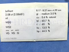 2.08 Carat HRD Certificate White Diamond
