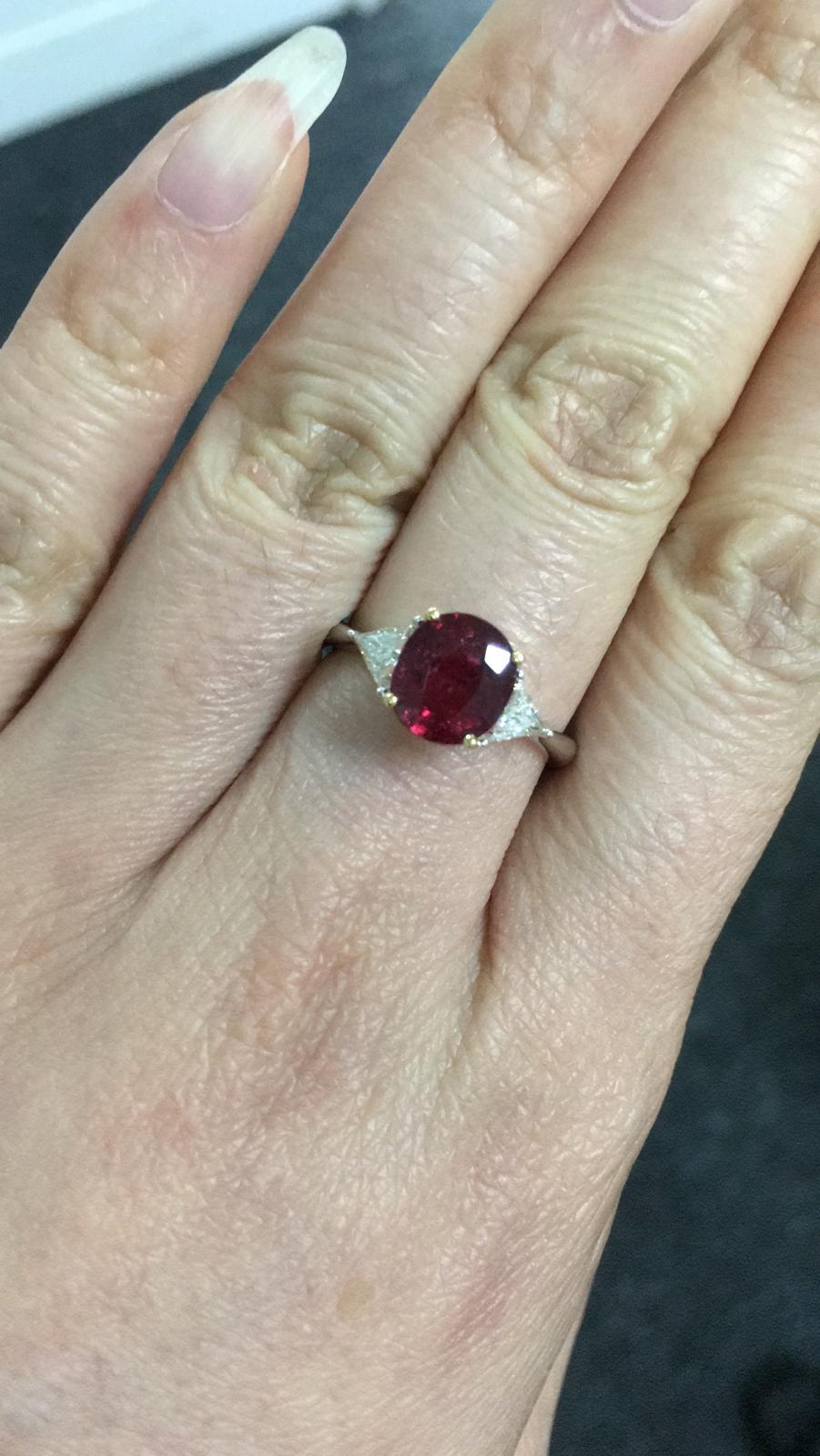 2.08 Carat Mozambique Red Ruby GIA Certified, Cushion Cut Ring In New Condition In Hong Kong, Hong Kong