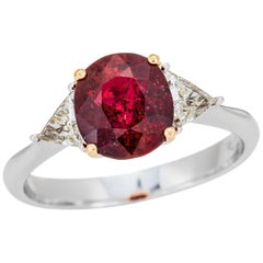 2.08 Carat Mozambique Red Ruby GIA Certified, Cushion Cut Ring