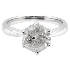 Bague solitaire en platine avec diamant naturel « Salt and Pepper » de 2,08 carats