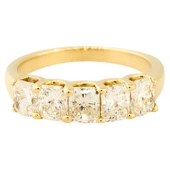 2.08 Carat Radiant Cut 5 Diamond Band 14 Karat In Stock