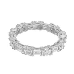 2.08 Carat Round Baguette Diamond 18k White Gold Eternity Band Ring