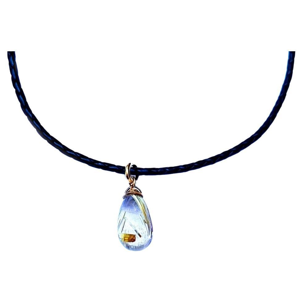 20.8 Carat Rutilated Quarz in Rose Gold Pendant Necklace by Alexander Leyser For Sale