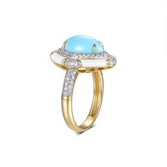 2.08 Carat Sleeping Beauty Turquoise Diamond Ring in 18 Karat Yellow Gold