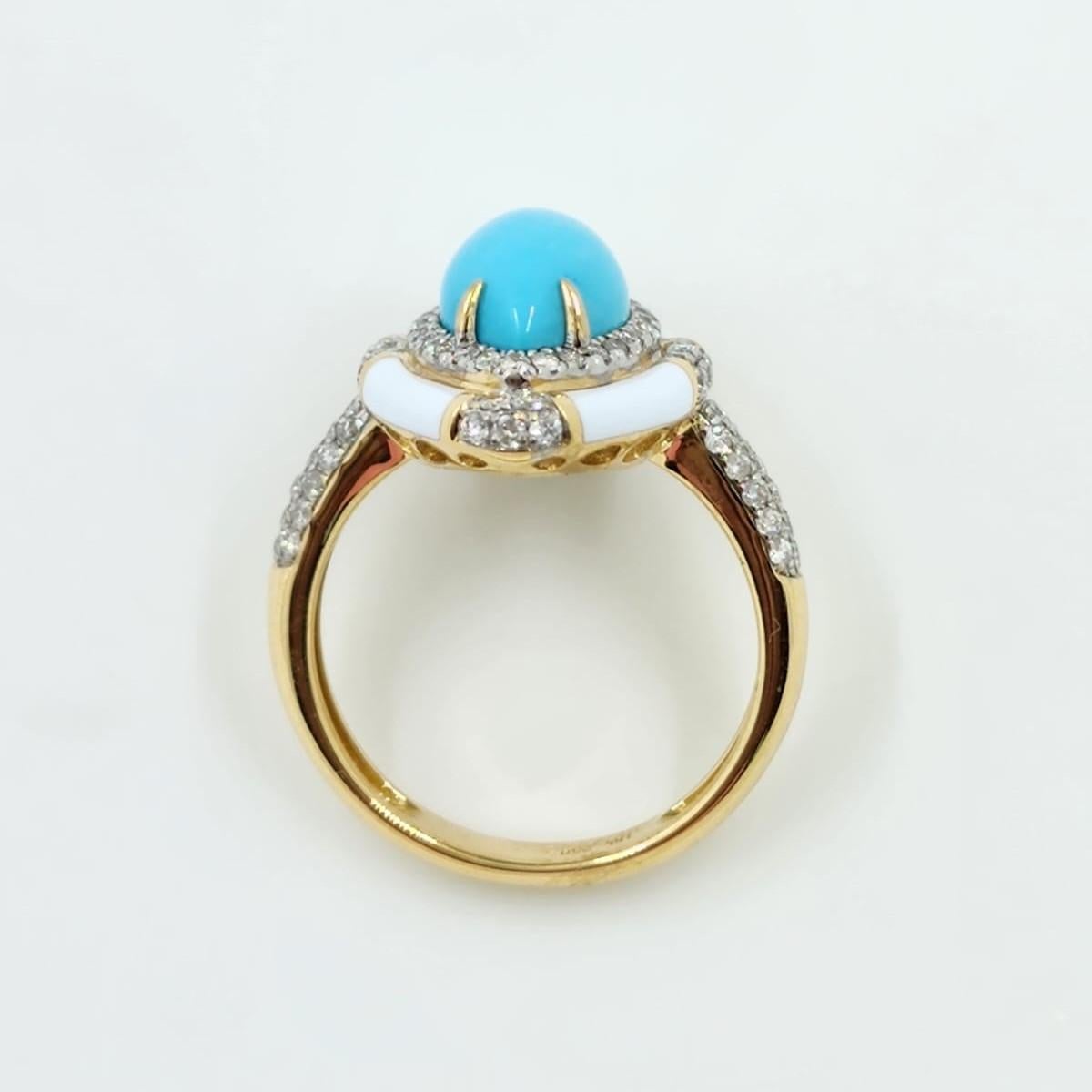 Marquise Cut 2.08 Carat Sleeping Beauty Turquoise Diamond Ring in 18 Karat Yellow Gold For Sale
