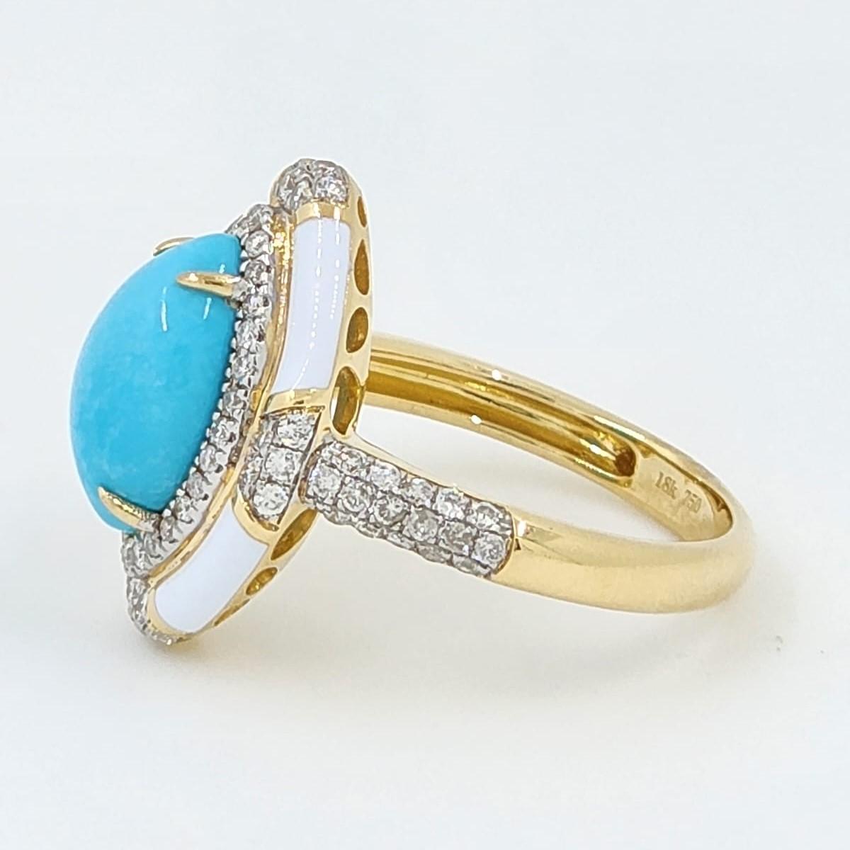 2.08 Carat Sleeping Beauty Turquoise Diamond Ring in 18 Karat Yellow Gold In New Condition For Sale In Hong Kong, HK