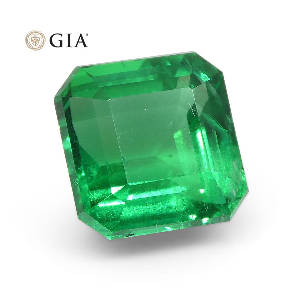 2.08 Carat Square/Octagonal Green Emerald GIA Certified Zambia For Sale 1