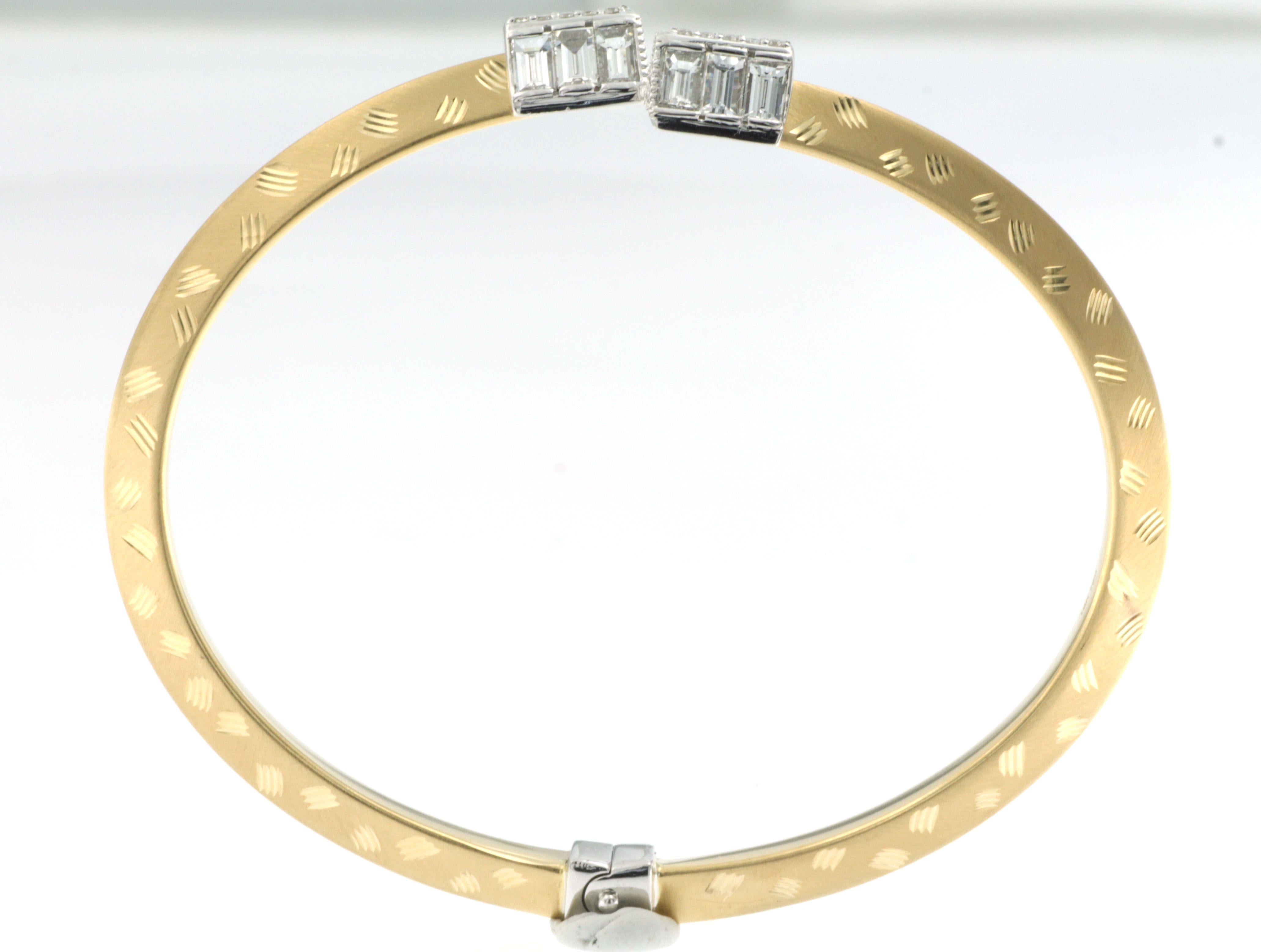 Art Deco 2.08 Carat Taper Diamond Bangle in 18 Karat Yellow Gold For Sale