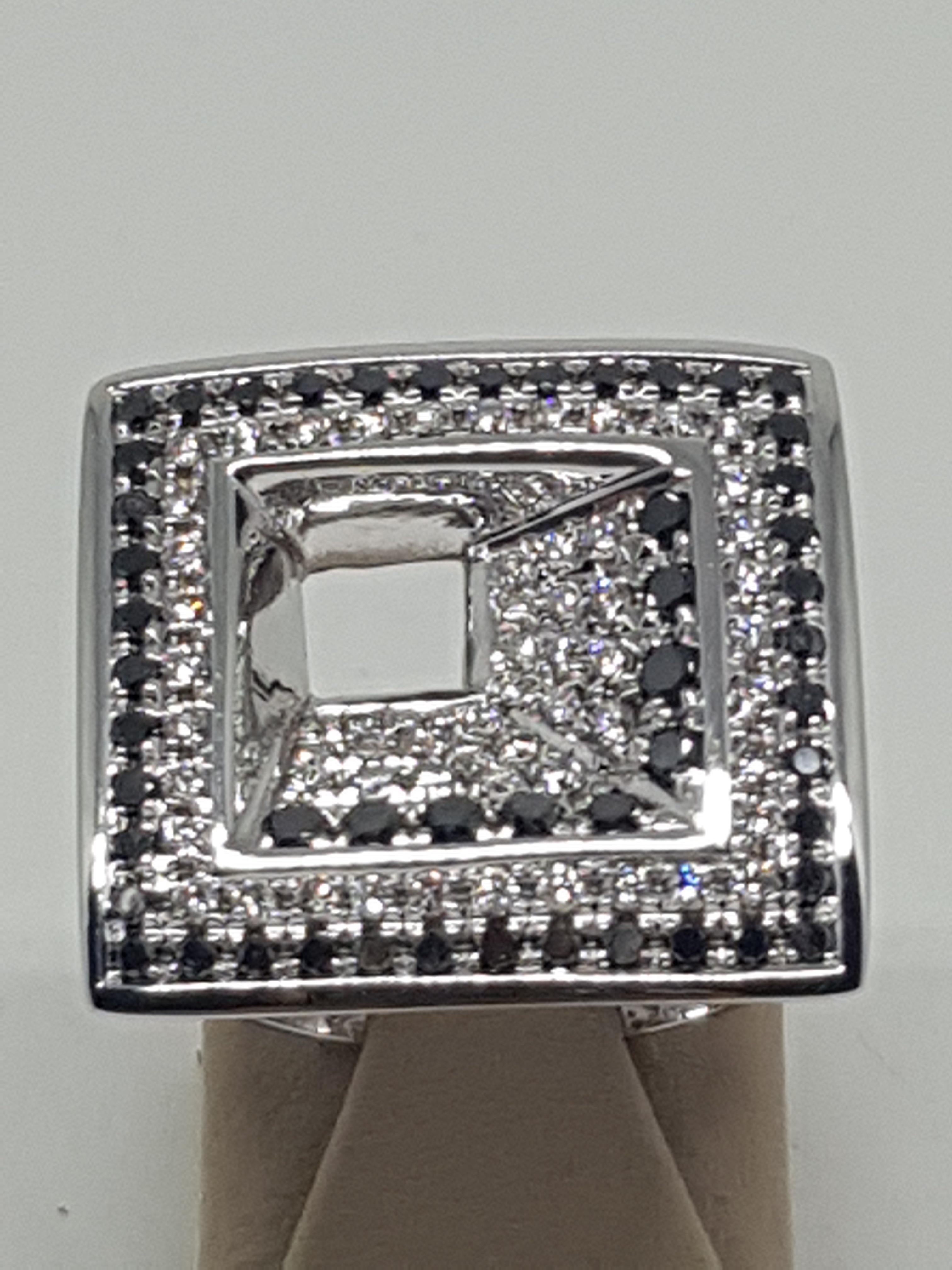 Contemporary 2.08 Carat White Gold Black Diamond Ring For Sale