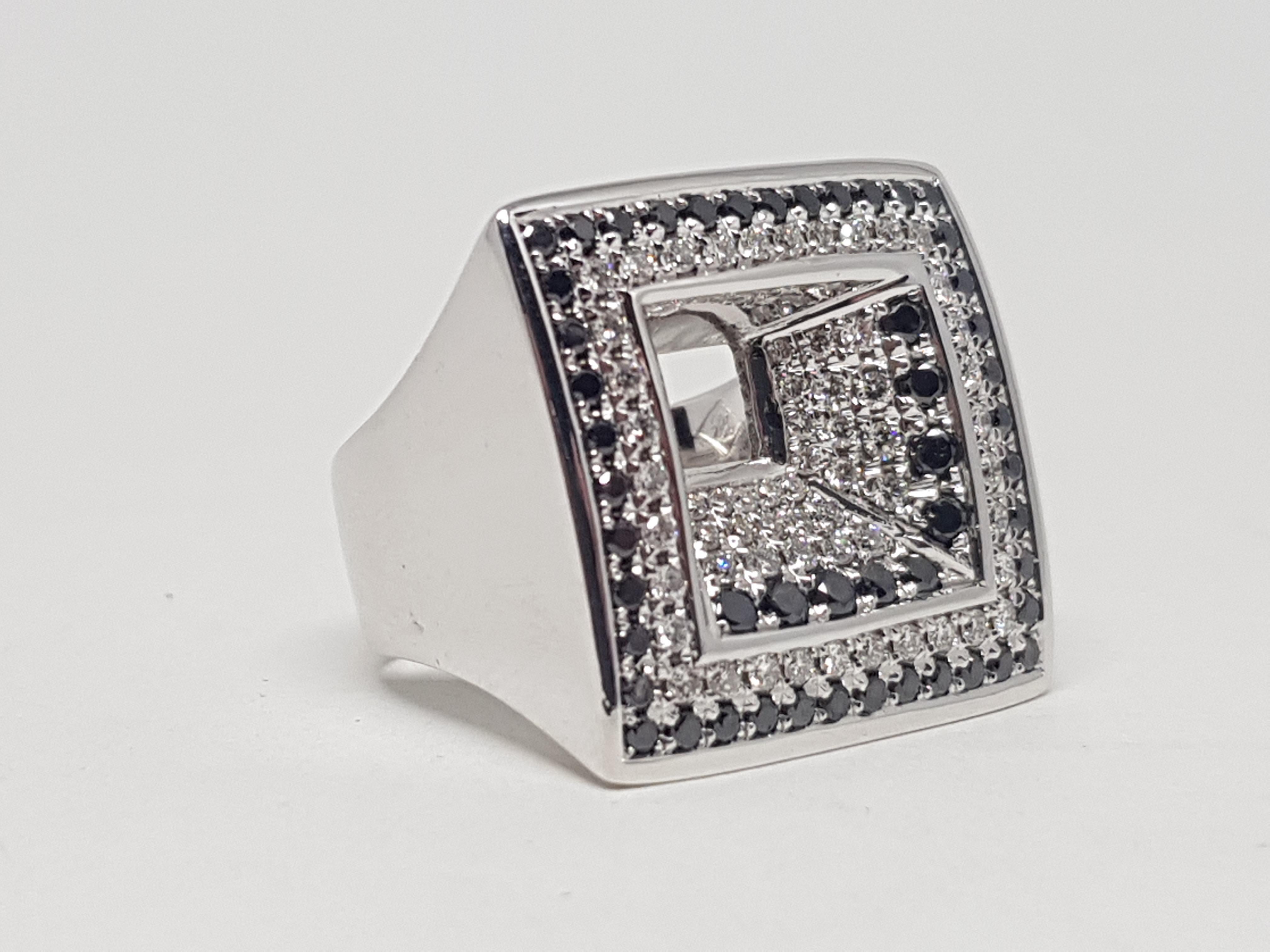 2.08 Carat White Gold Black Diamond Ring For Sale 1