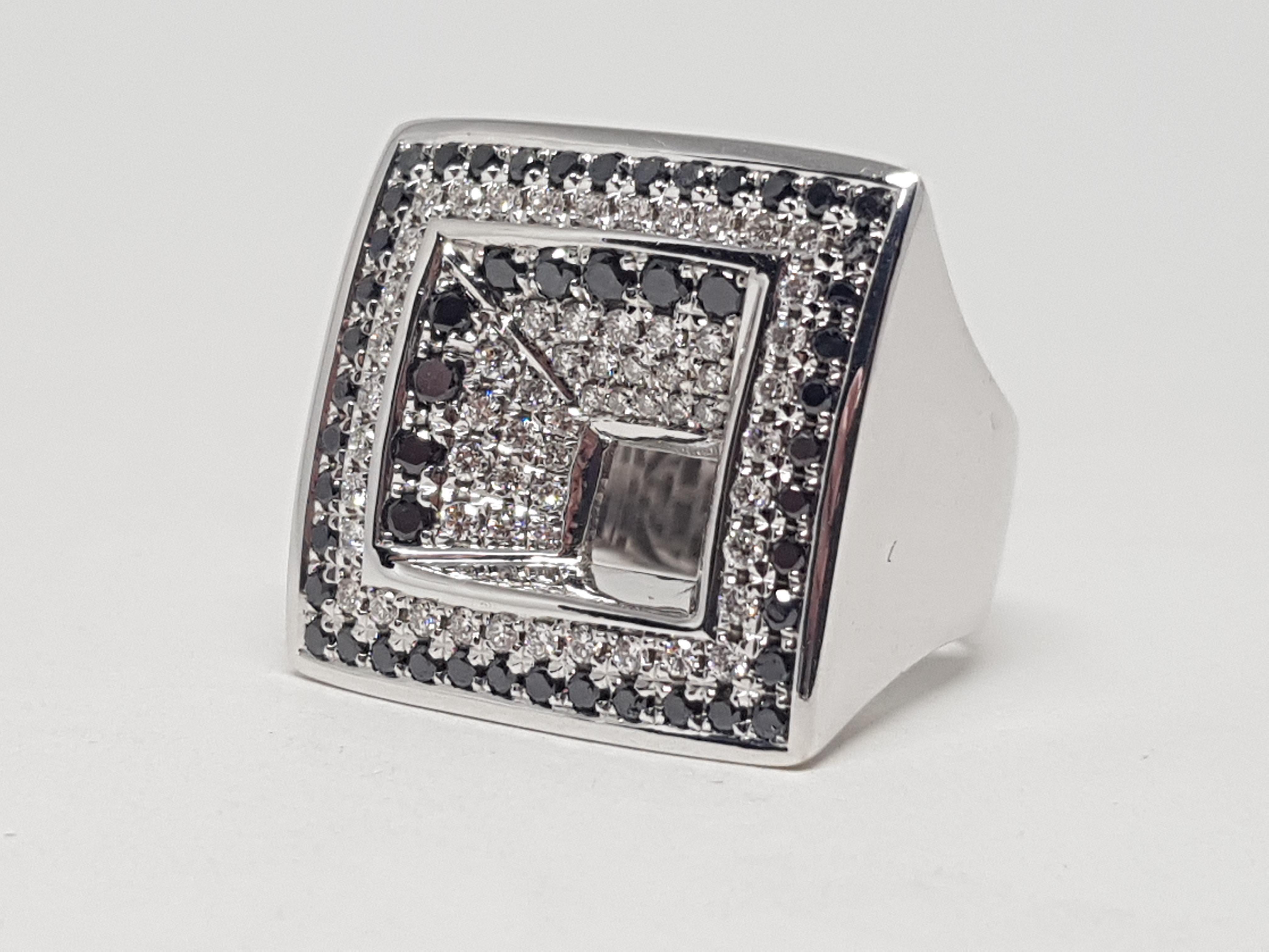 2.08 Carat White Gold Black Diamond Ring For Sale 2