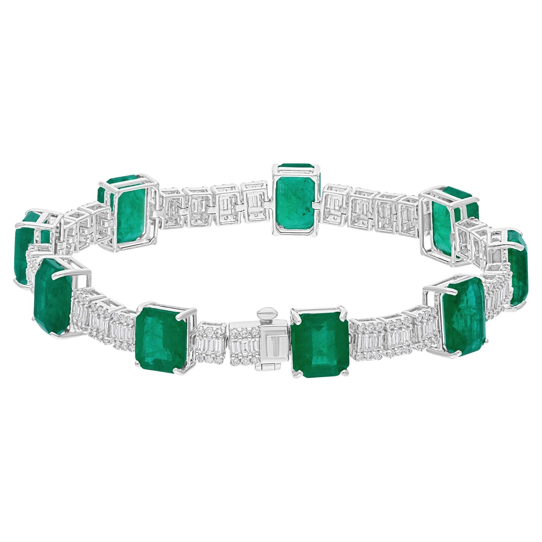 20,8 quilates Esmeralda de Zambia Gema 2,50 qt SI/H Diamante Pulsera Oro Blanco 18k