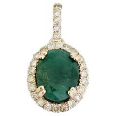 2.08 Carats Natural Emerald Diamond Pendant Yellow Gold 14 Karat