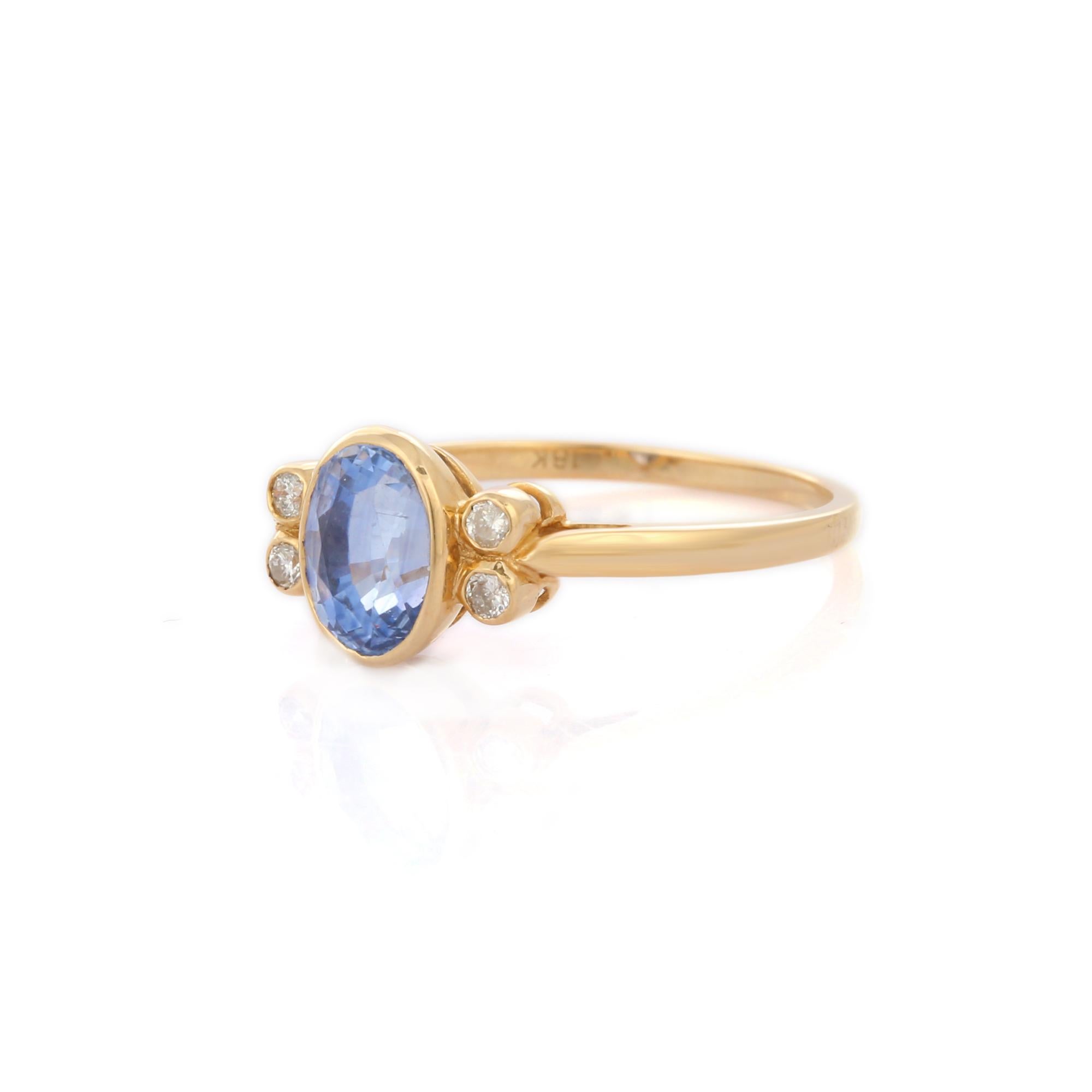 For Sale:  Blue Sapphire and Diamond Wedding Ring in 18K Yellow Gold 3